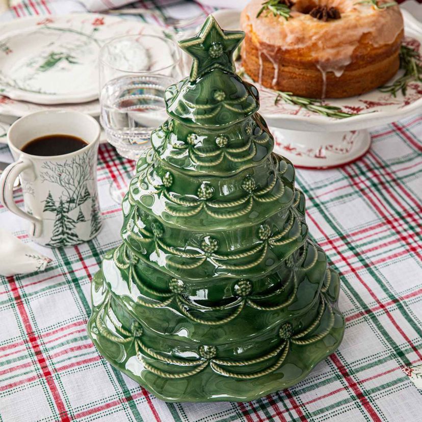 Berry & Thread Christmas Tree Cookie Jar With Lid - Basil