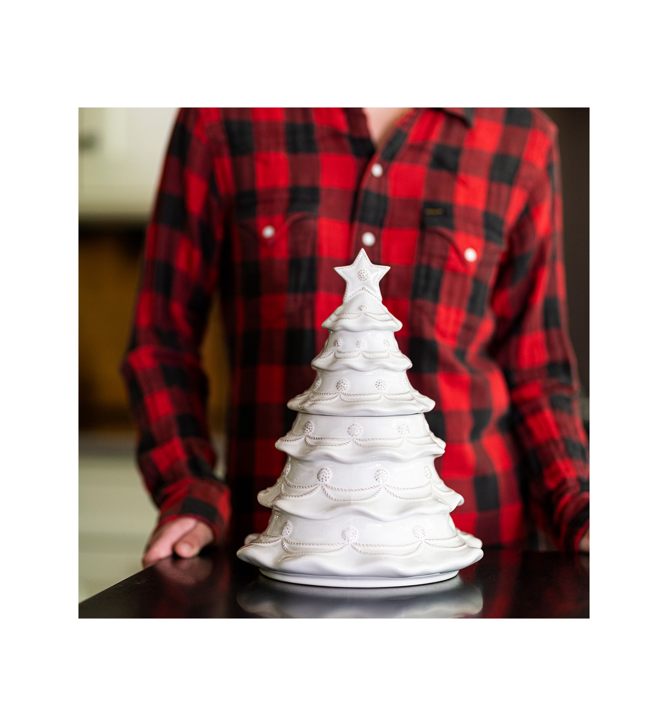 Berry & Thread Whitewash Christmas Tree Cookie Jar