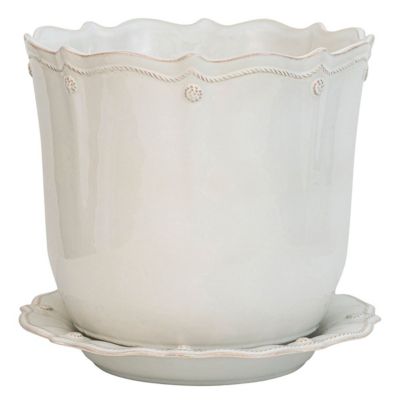 Berry & Thread Whitewash 12" Planter & Saucer