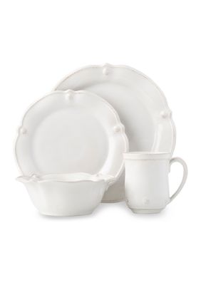 Berry & Thread Whitewash Flared 4 Piece Place Setting (JA01/W, JA02/W, JA07/W, JA06/W)