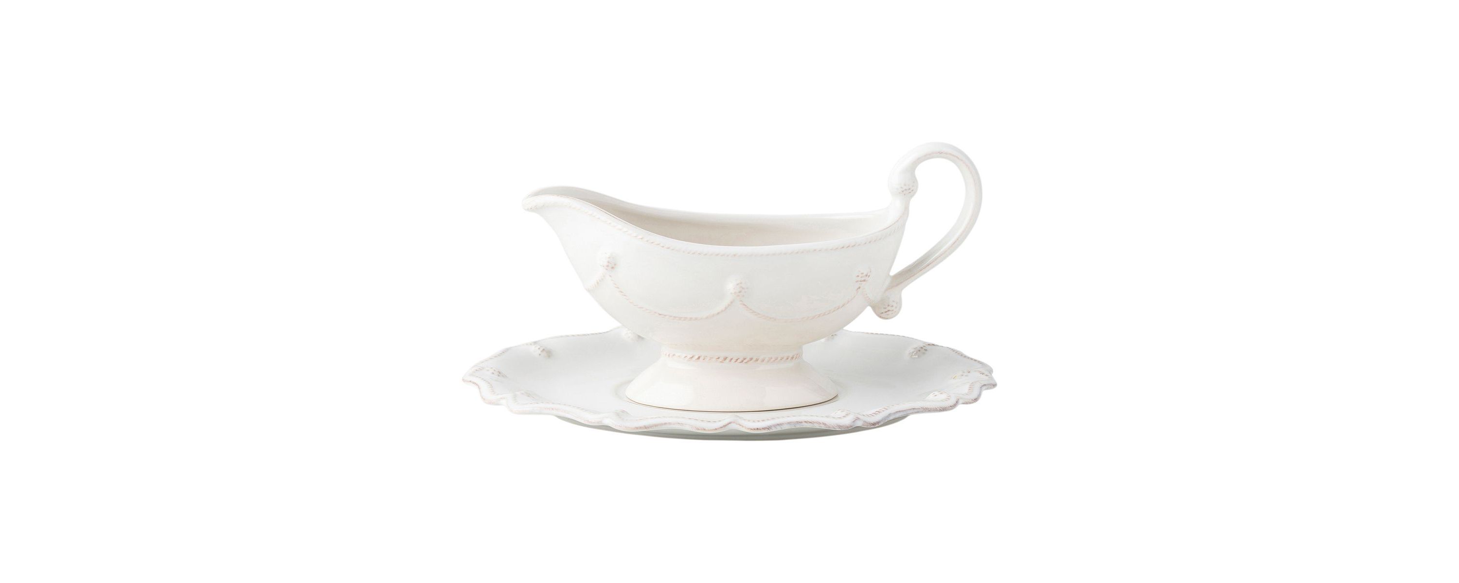 Berry & Thread Sauce Boat and Stand - Whitewash