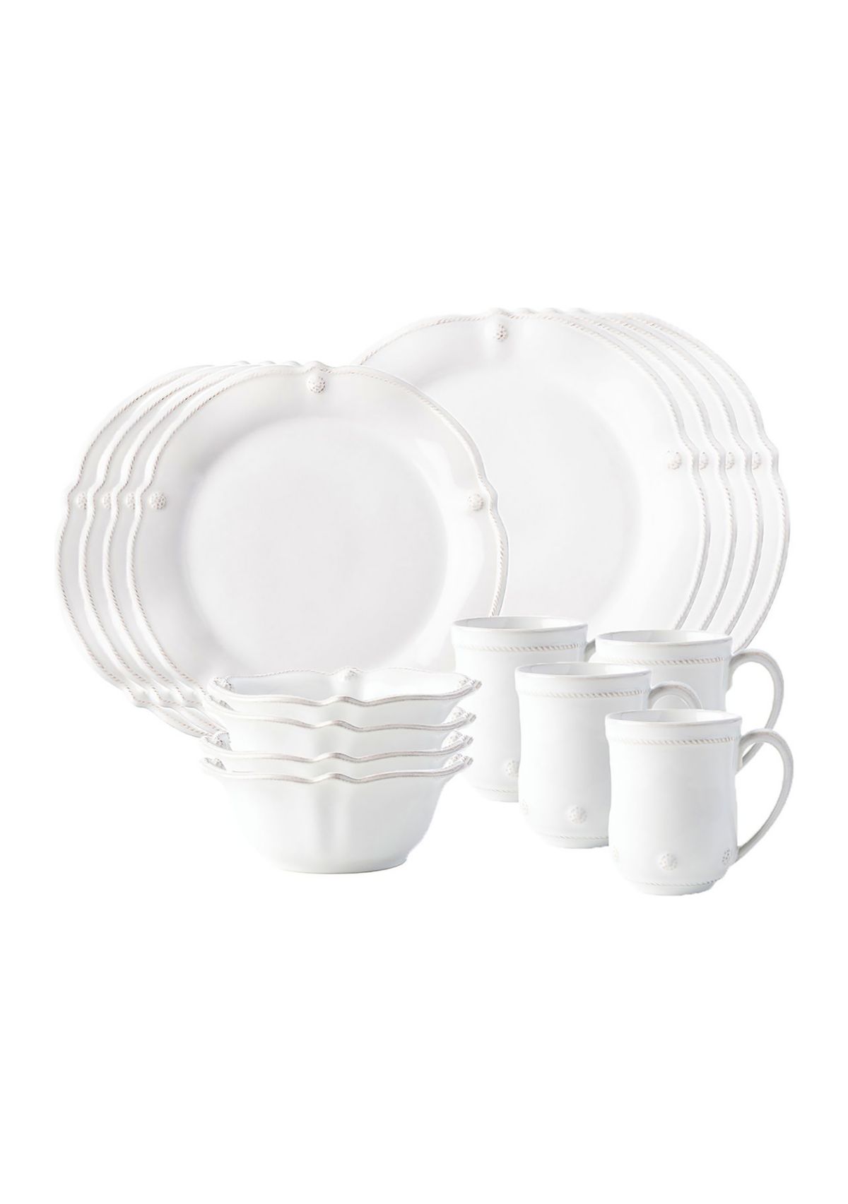 Berry & Thread Flared 16pc Place Setting - Whitewash