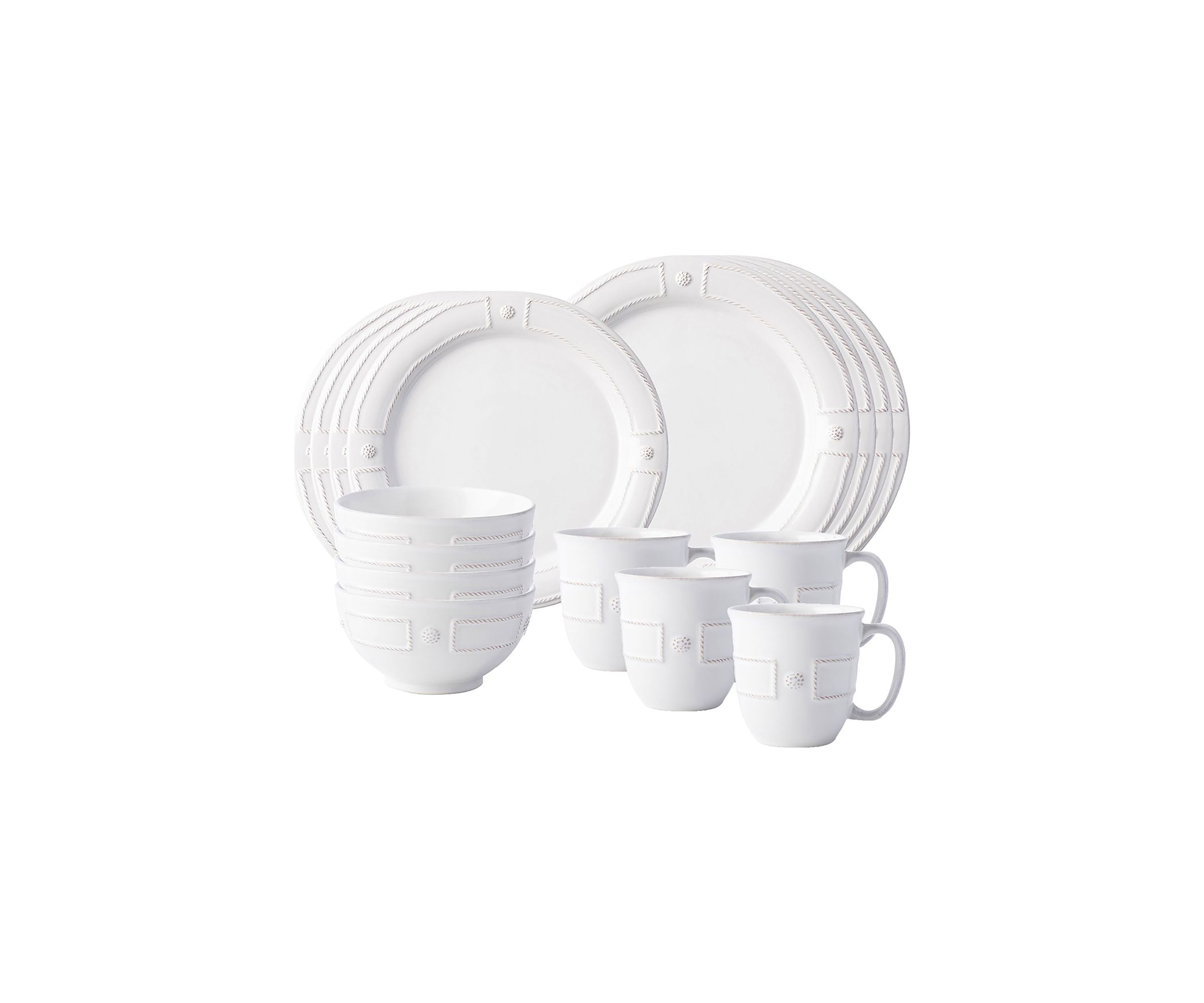Berry & Thread French Panel 16pc Place Setting - Whitewash