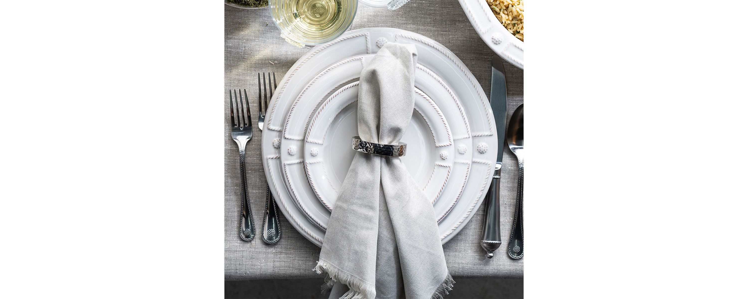 Berry & Thread French Panel 16pc Place Setting - Whitewash