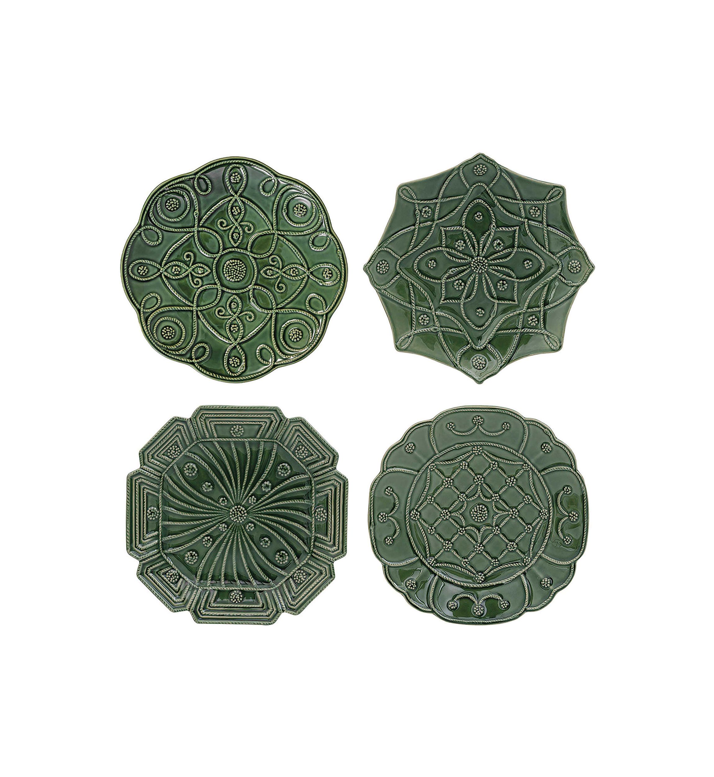 Jardins Du Monde Dessert/Salad Plate Assorted Set/4 - Basil