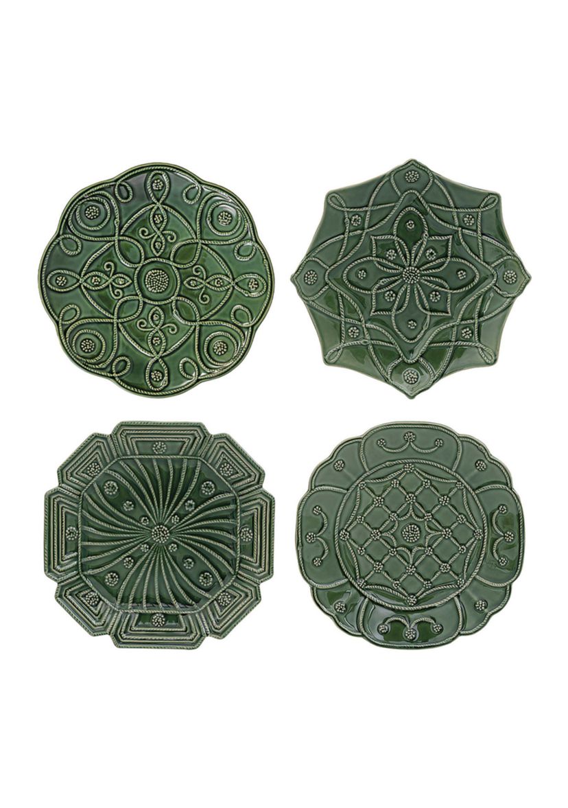 Jardins Du Monde Dessert/Salad Plate Assorted Set/4 - Basil