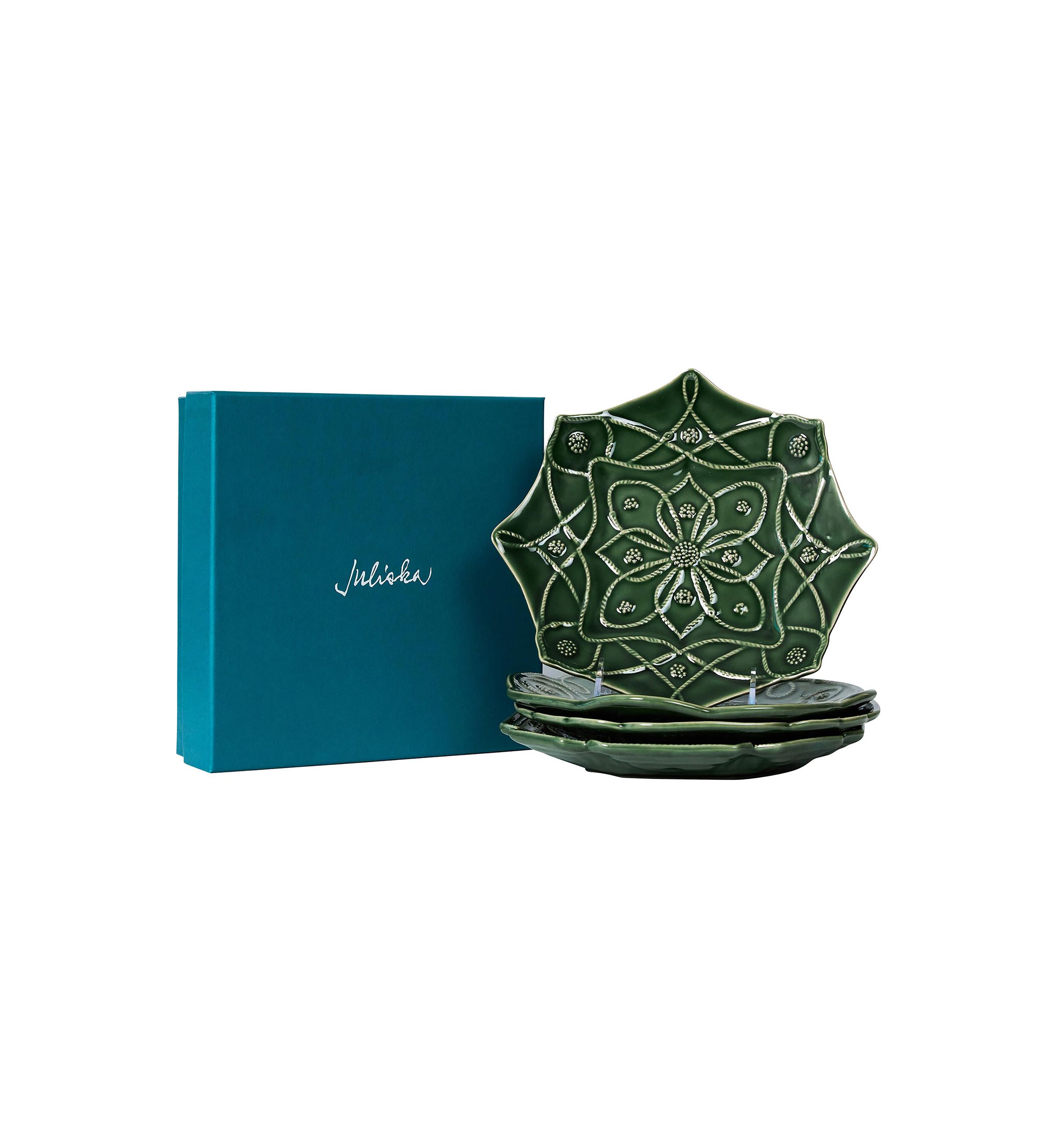 Jardins Du Monde Dessert/Salad Plate Assorted Set/4 - Basil