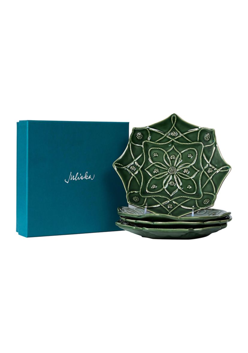Jardins Du Monde Dessert/Salad Plate Assorted Set/4 - Basil