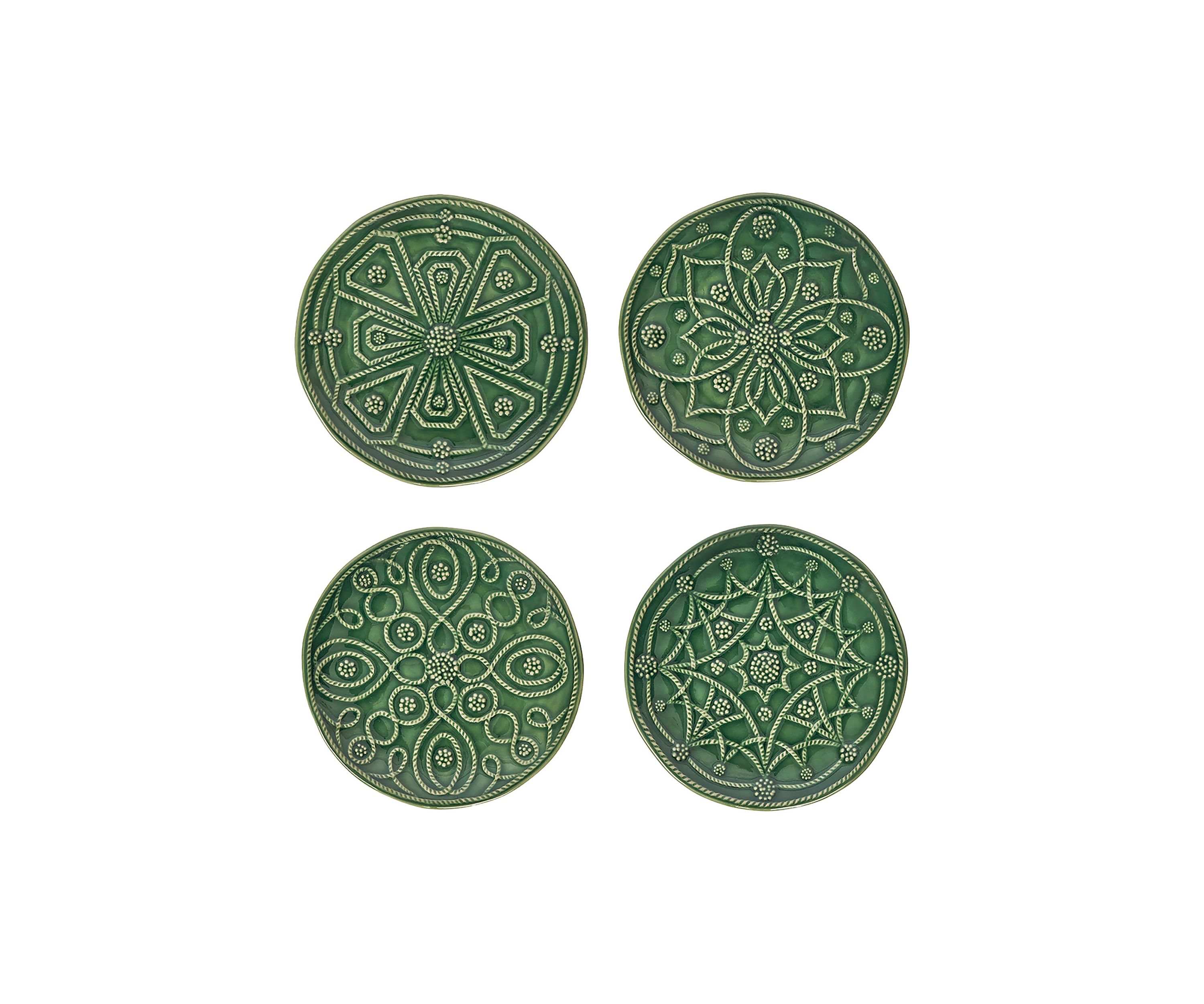 Jardins Du Monde Side/Cocktail Plate Assorted Set/4 - Basil