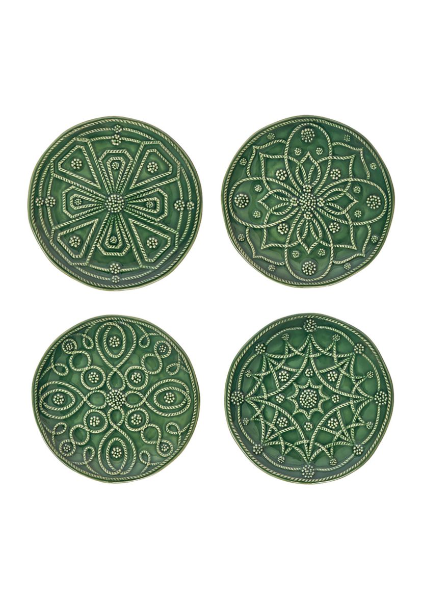 Jardins Du Monde Side/Cocktail Plate Assorted Set/4 - Basil