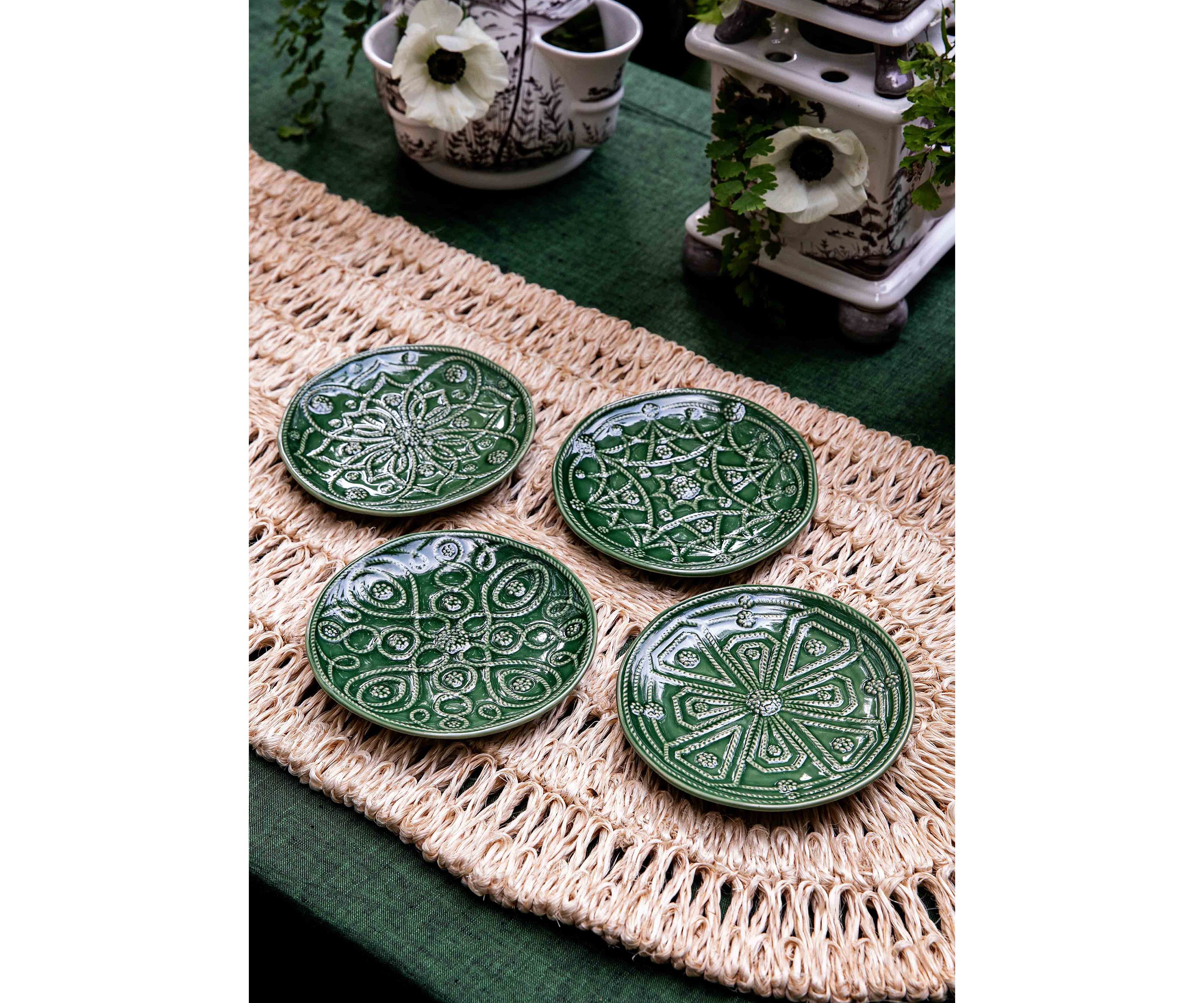 Jardins Du Monde Side/Cocktail Plate Assorted Set/4 - Basil