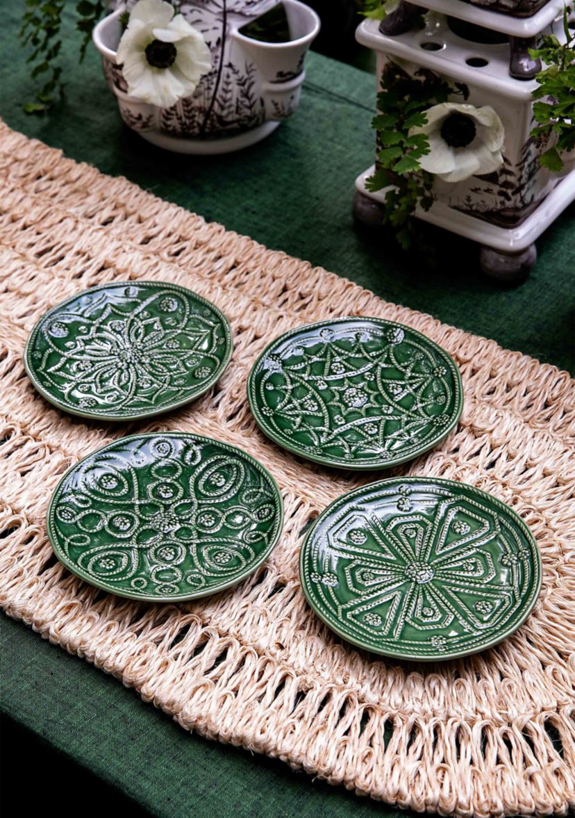 Jardins Du Monde Side/Cocktail Plate Assorted Set/4 - Basil