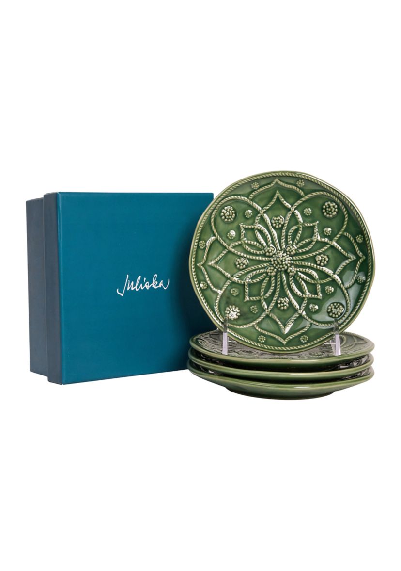 Jardins Du Monde Side/Cocktail Plate Assorted Set/4 - Basil