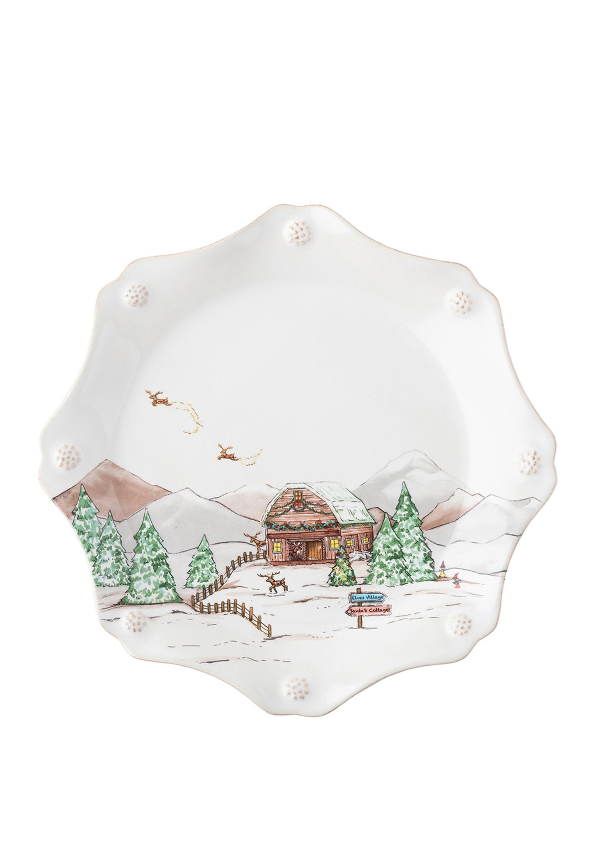 Set of 4 Berry & Thread North Pole Scalloped Dessert/Salad Plates