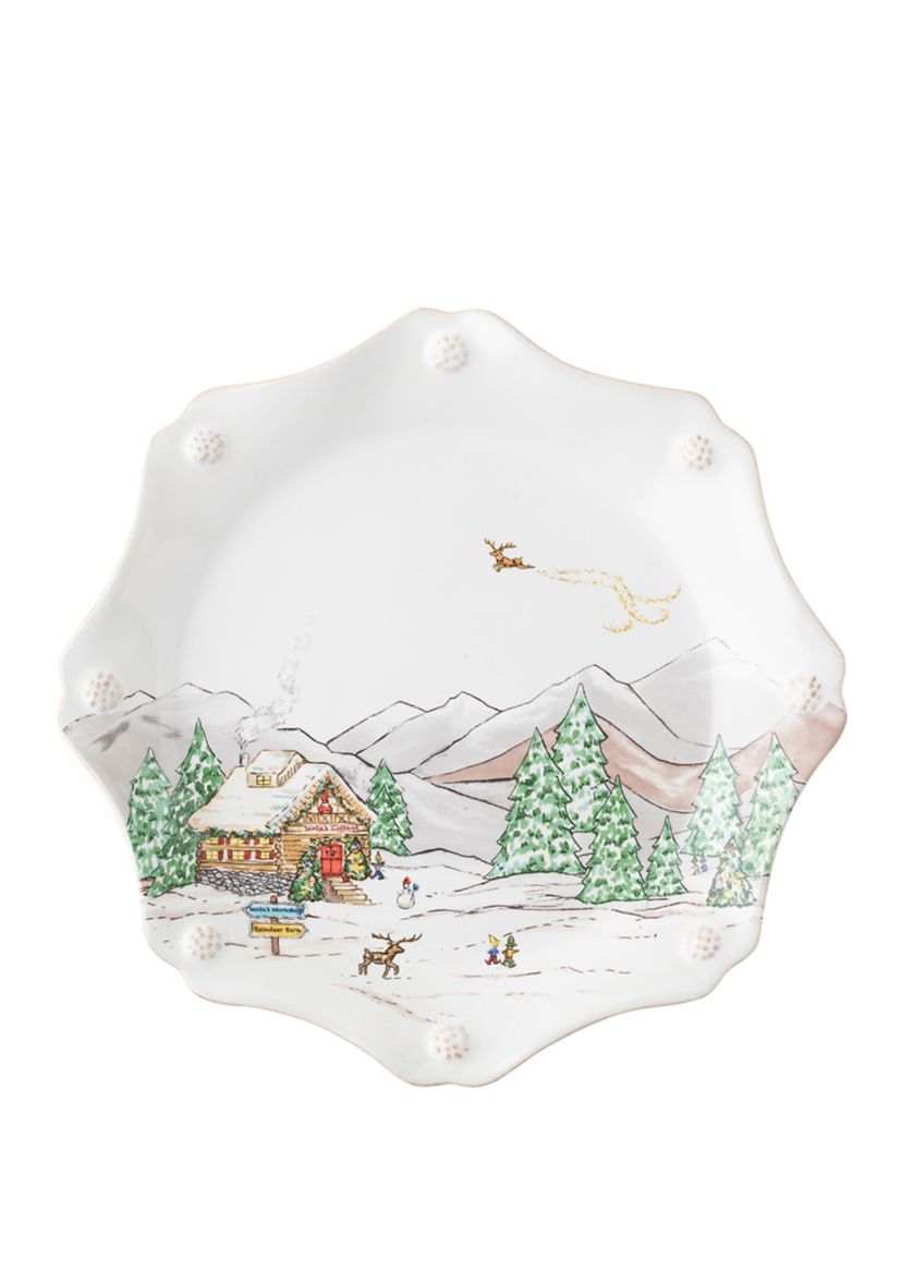 Set of 4 Berry & Thread North Pole Scalloped Dessert/Salad Plates