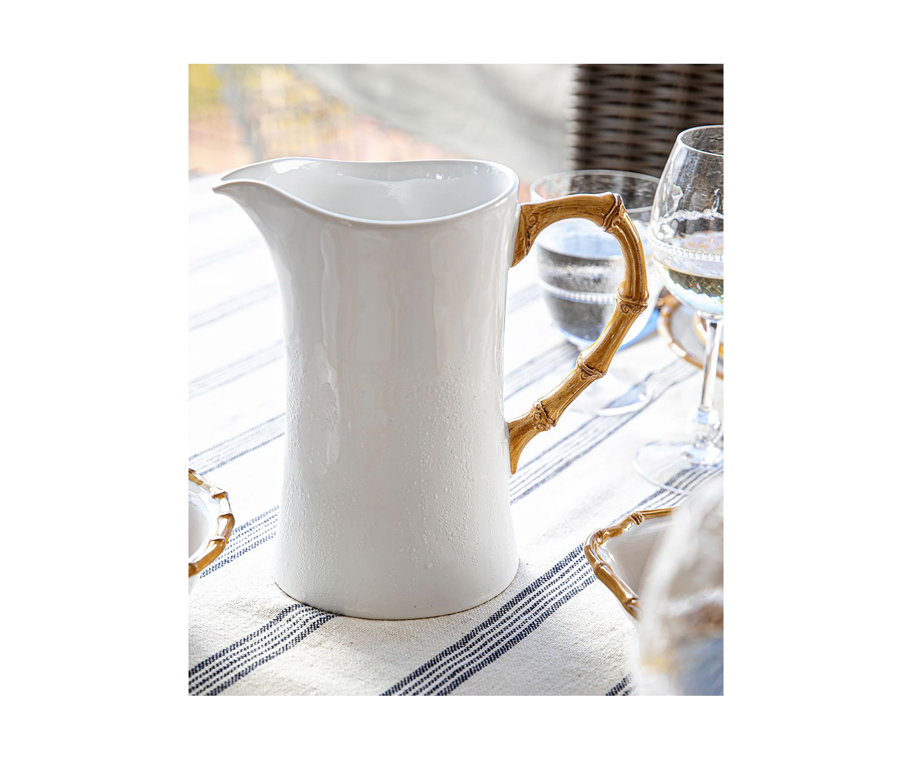 Bamboo Ceramic Large Pitcher - Natural