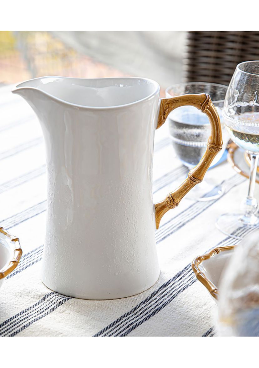 Bamboo Ceramic Large Pitcher - Natural