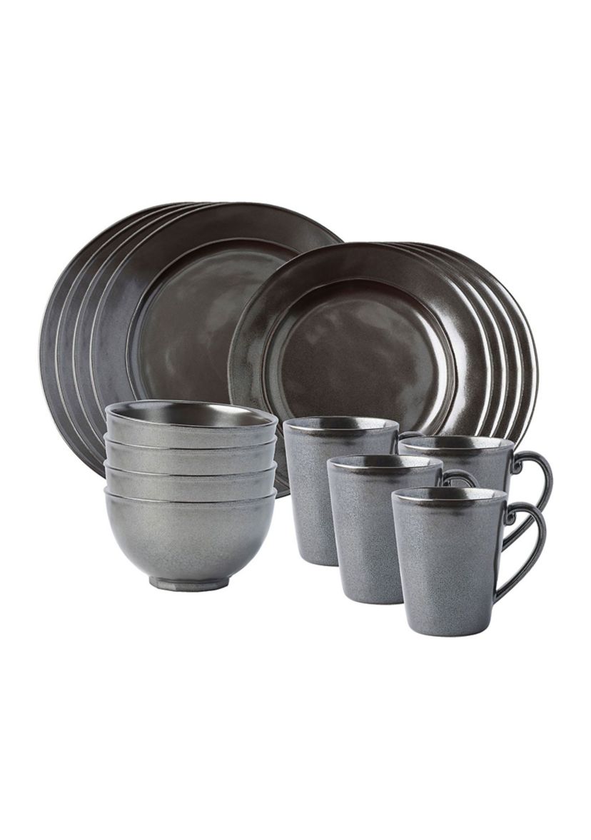 Pewter Stoneware 16pc Place Setting
