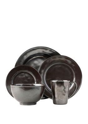 Pewter Stoneware 5 Piece Place Setting