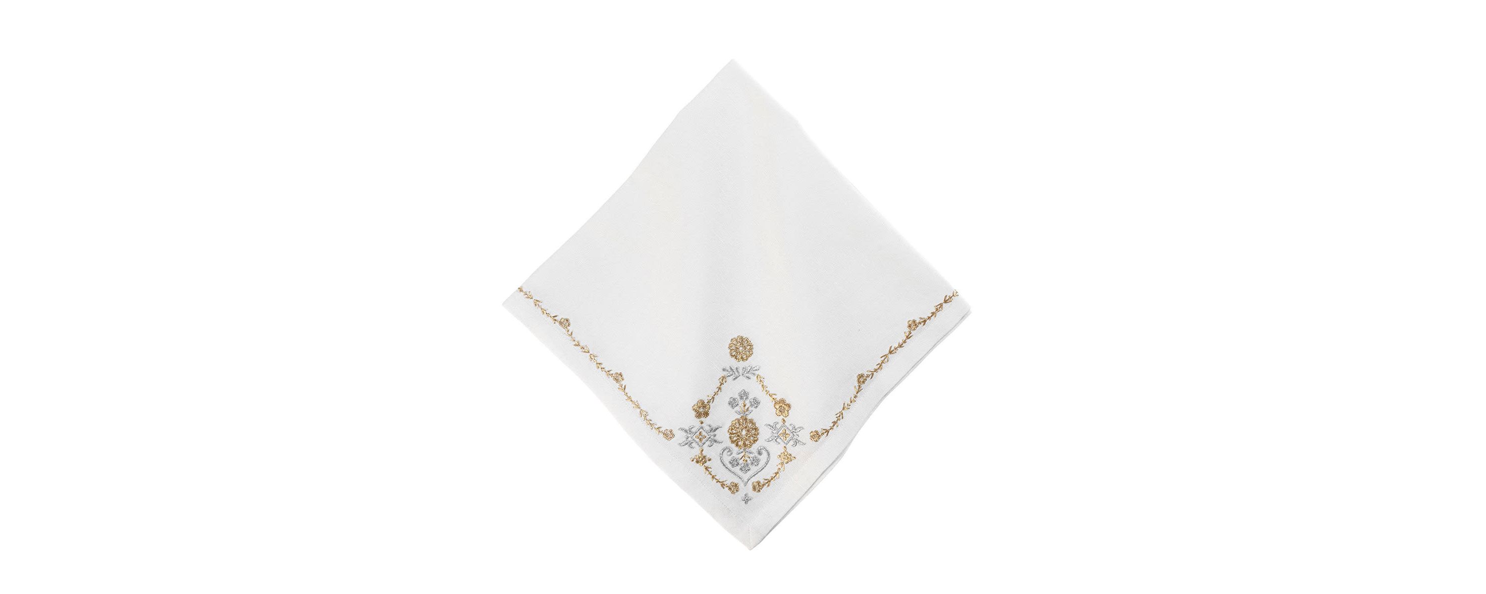 Heidi Embroidered Napkin - Gold/Silver