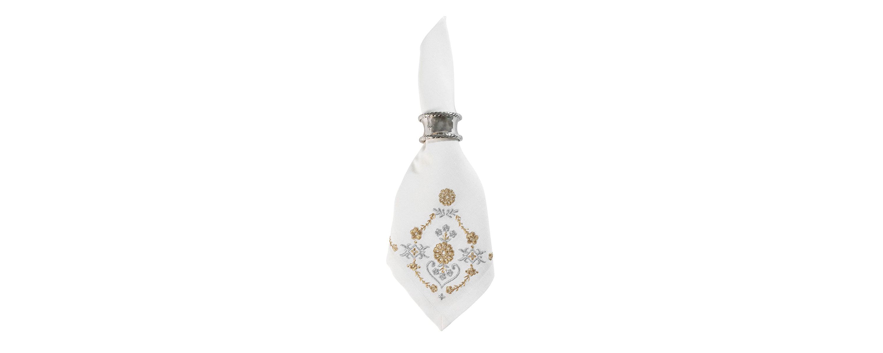 Heidi Embroidered Napkin - Gold/Silver