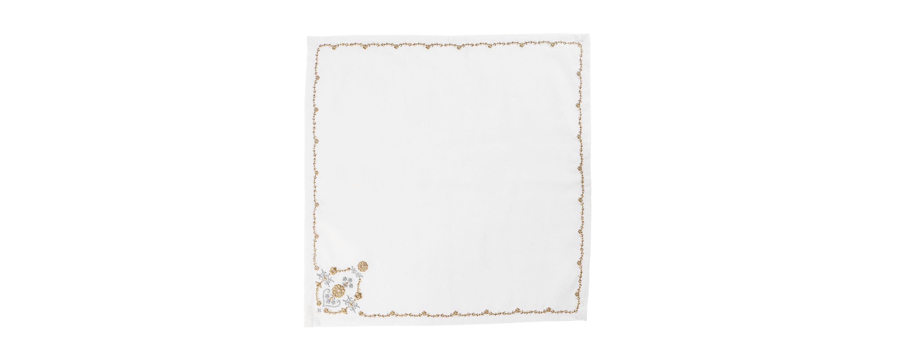 Heidi Embroidered Napkin - Gold/Silver