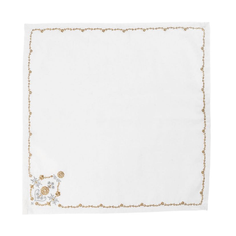 Heidi Embroidered Napkin - Gold/Silver