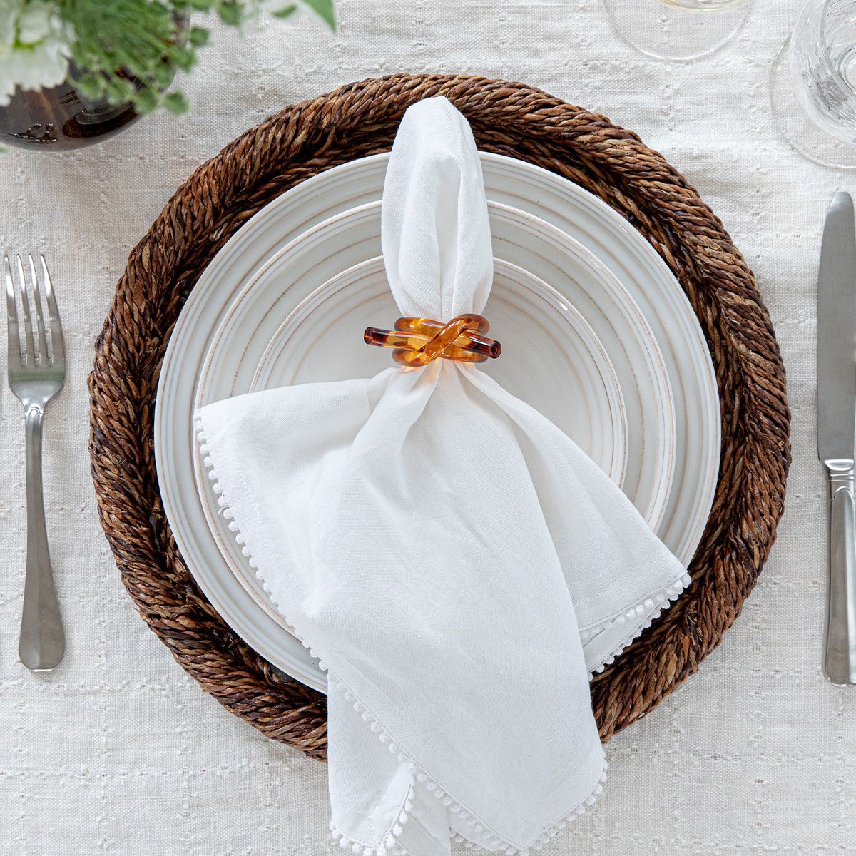 Berry Trim Napkin - White
