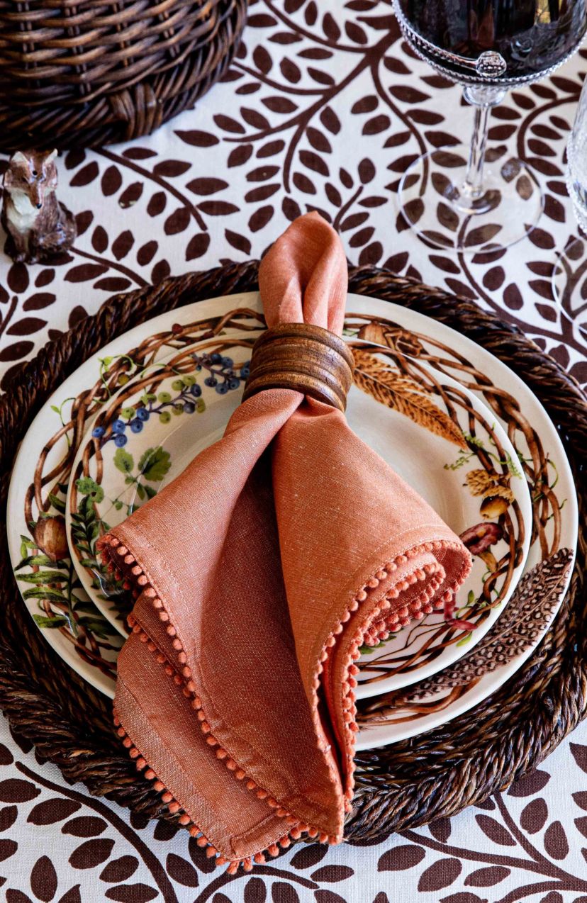Berry Trim Napkin - Persimmon