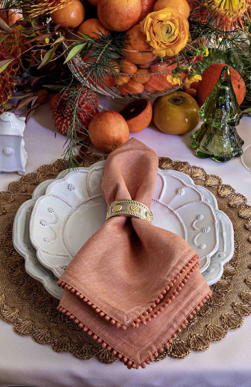 Berry Trim Napkin - Persimmon