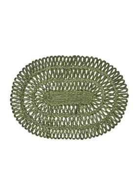 Juliska Straw Loop Oval Placemat, Green, 14 x 19
