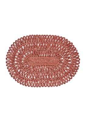 Juliska Straw Loop Oval Placemat, Coral, 14 x 19