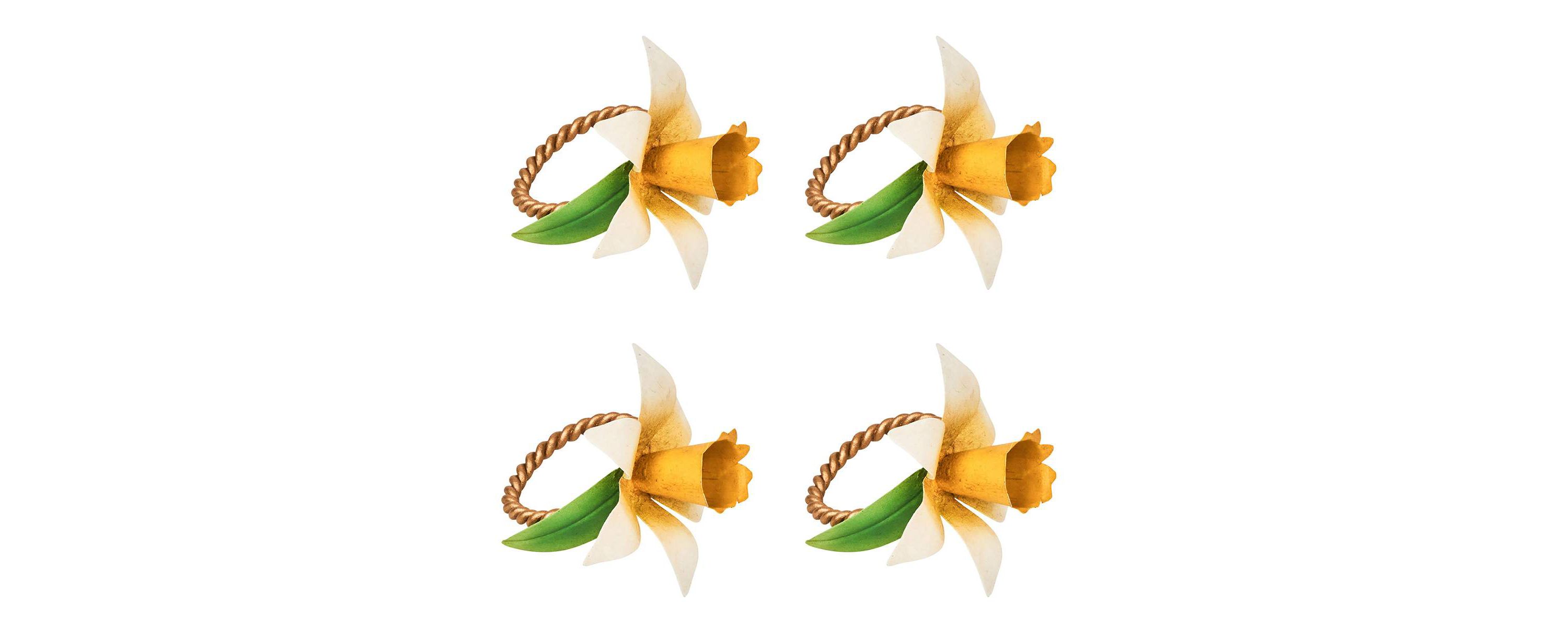 Meadow Walk Daffodil Napkin Ring, Set/4 - Yellow