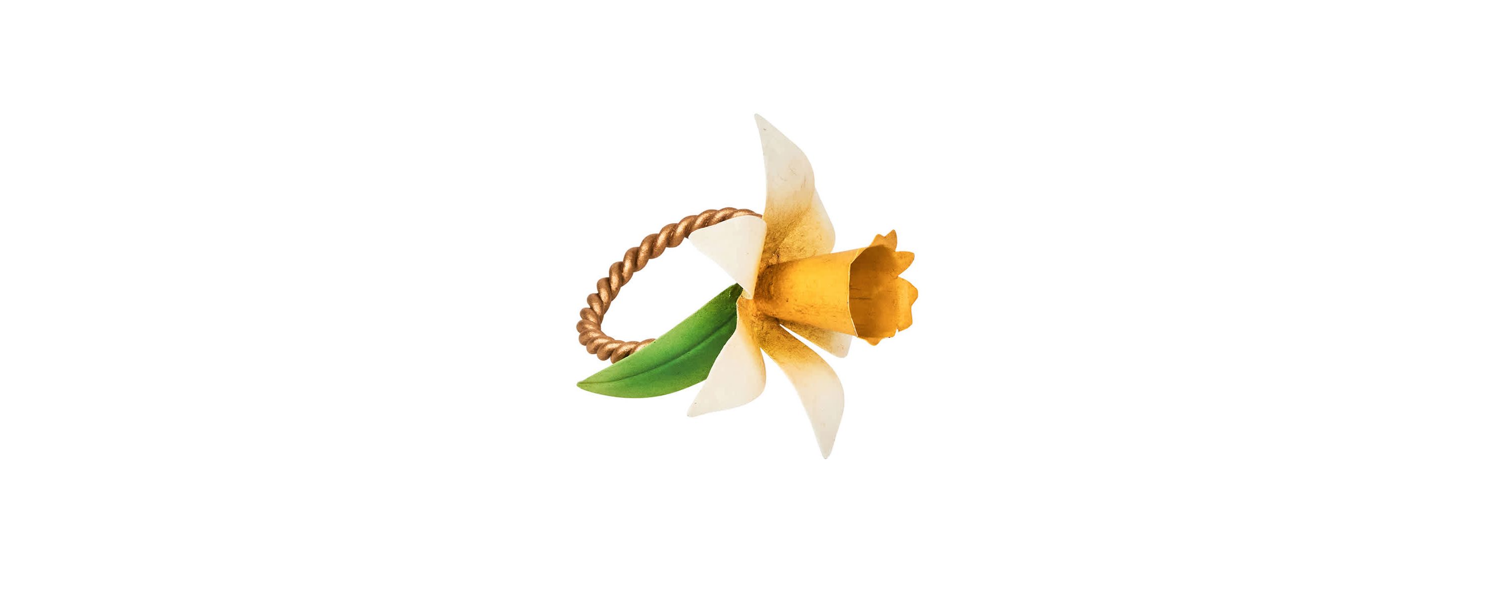 Meadow Walk Daffodil Napkin Ring, Set/4 - Yellow