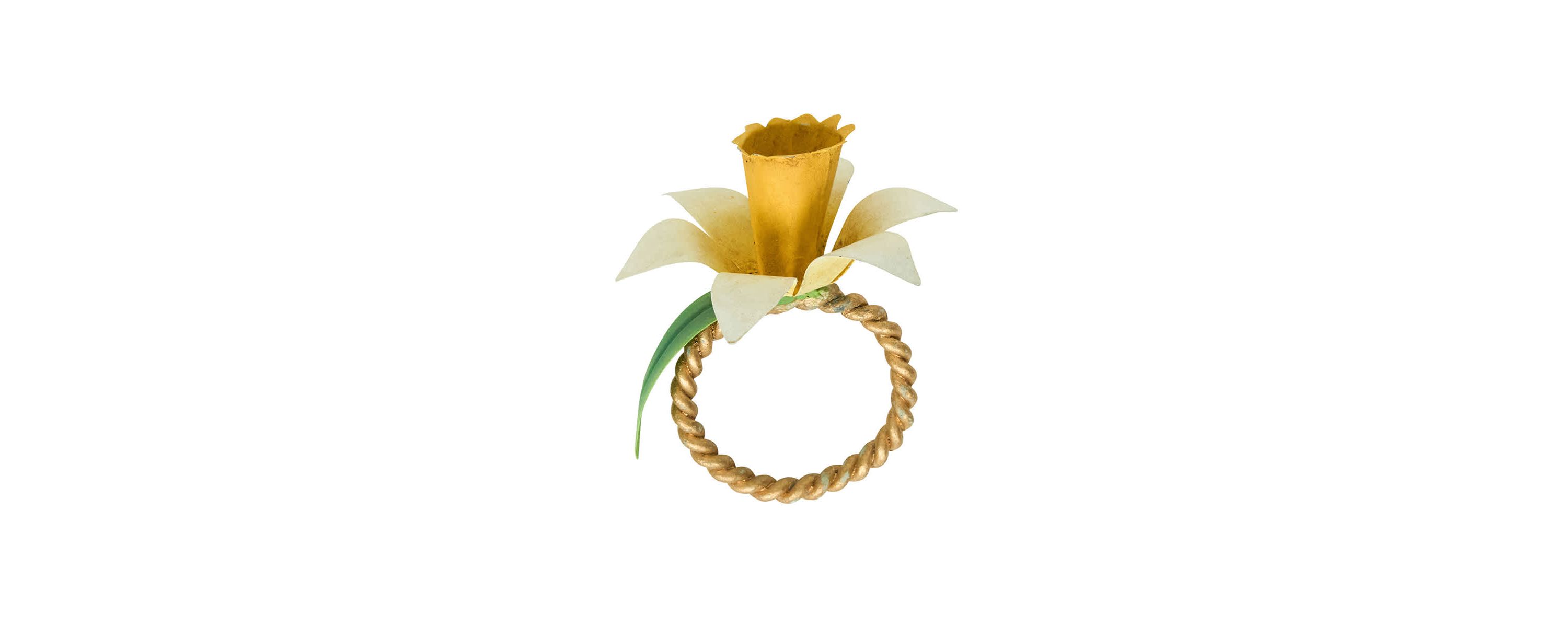 Meadow Walk Daffodil Napkin Ring, Set/4 - Yellow