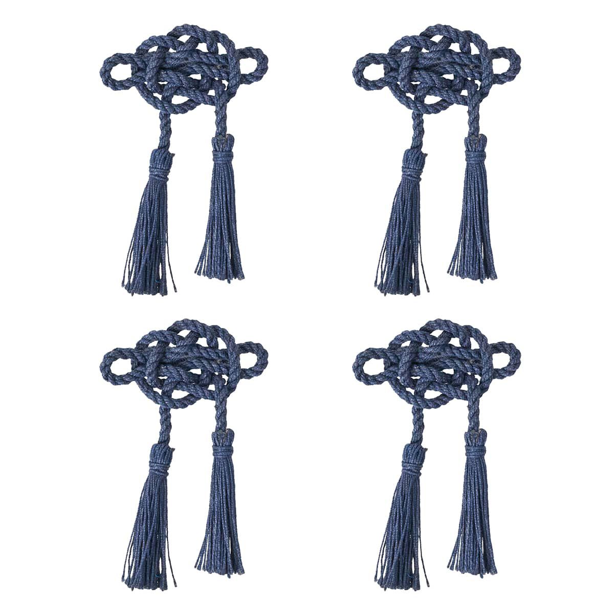 Mystic Knot Napkin Ring Set/4- Navy