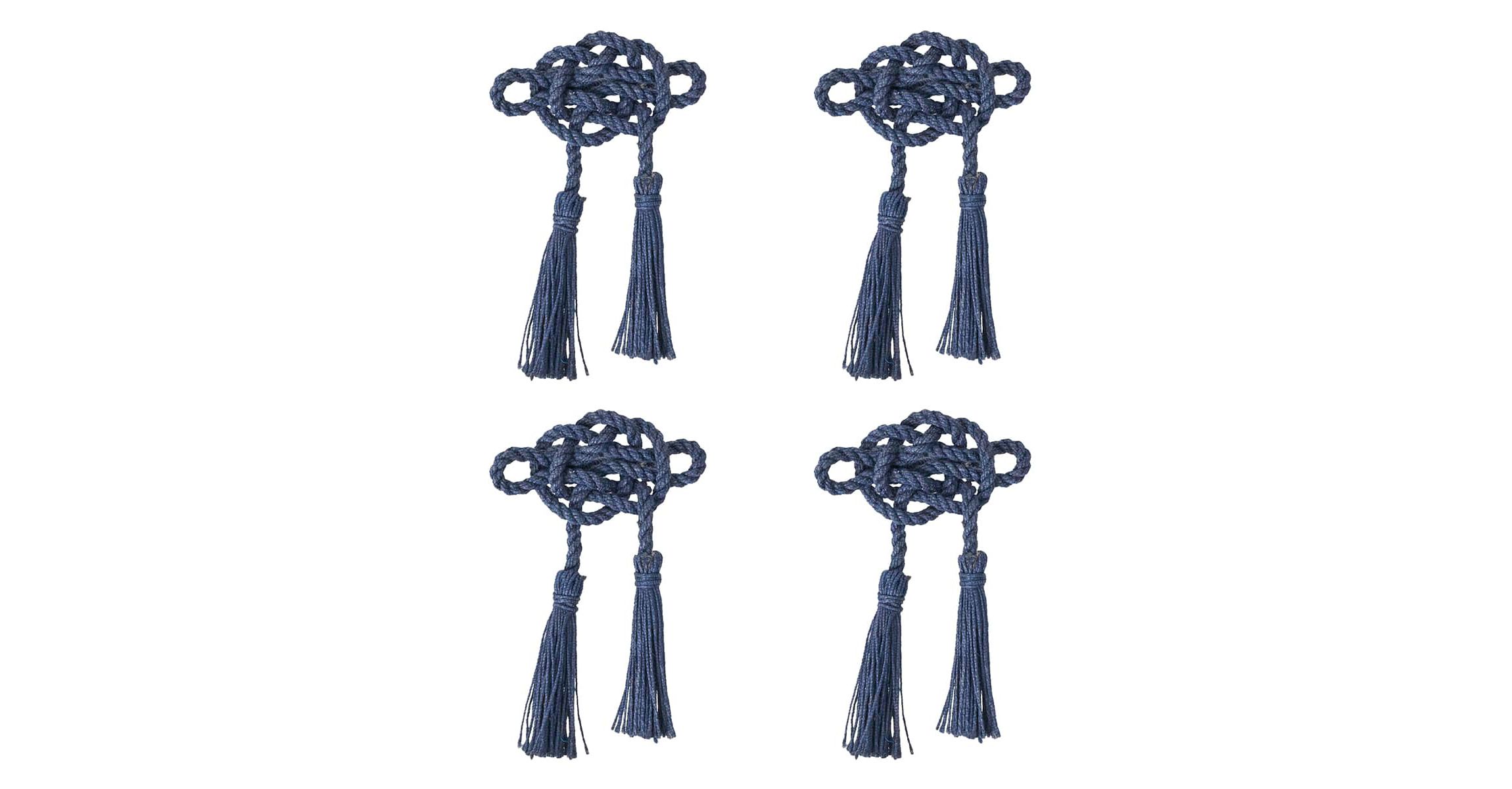 Mystic Knot Napkin Ring Set/4- Navy