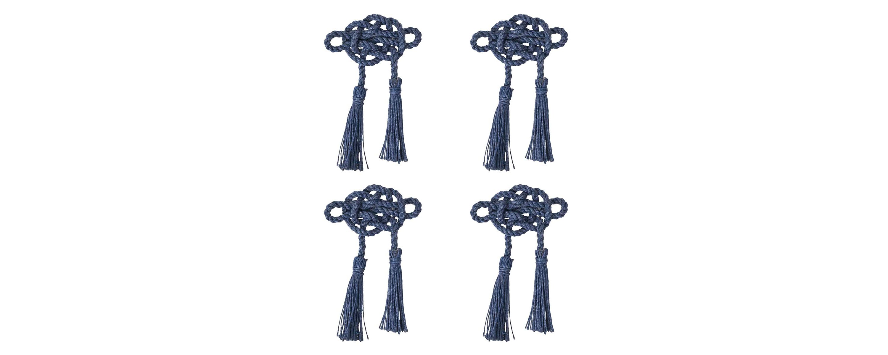 Mystic Knot Napkin Ring Set/4- Navy