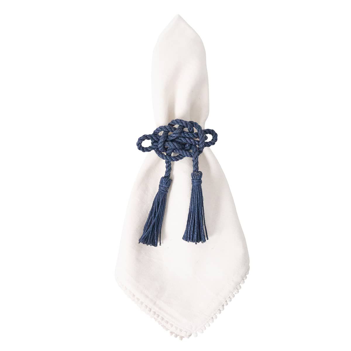 Mystic Knot Napkin Ring Set/4- Navy