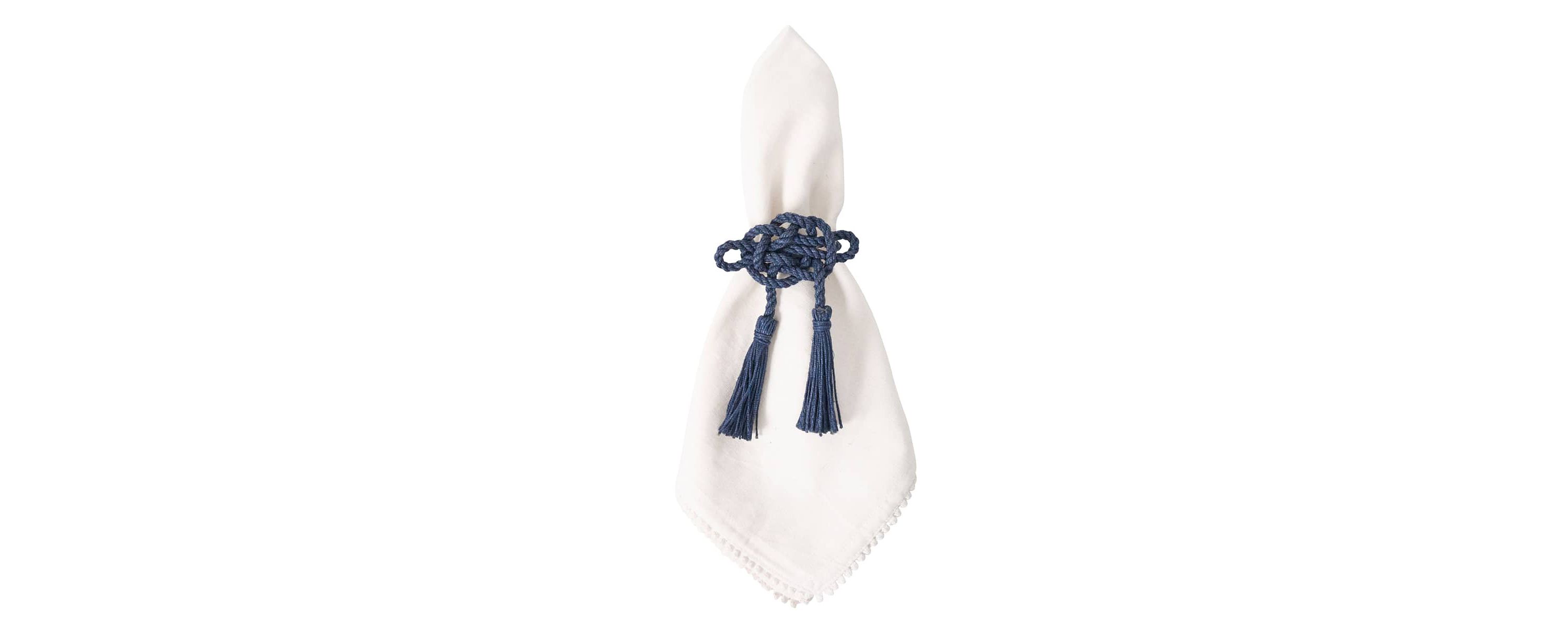 Mystic Knot Napkin Ring Set/4- Navy