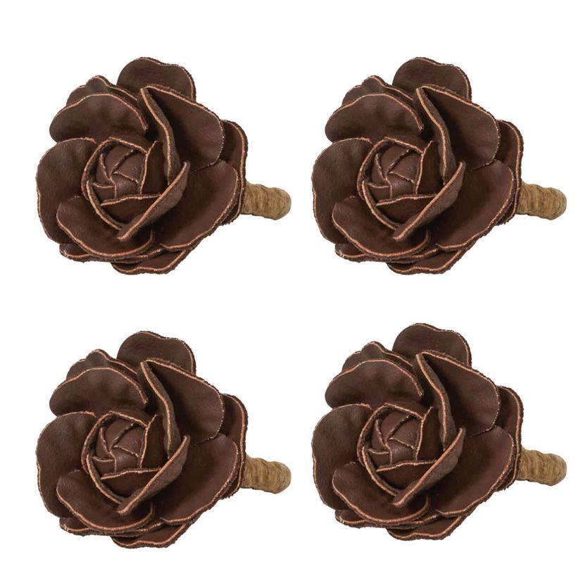 Camellia Napkin Ring Set/4 - Brown