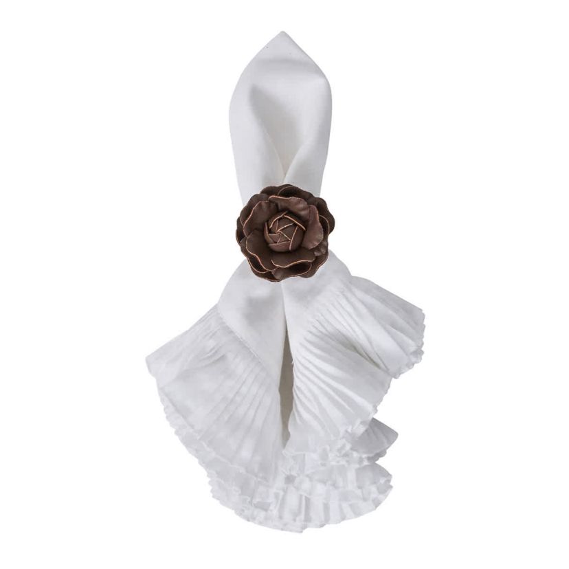 Camellia Napkin Ring Set/4 - Brown