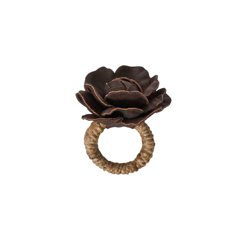Camellia Napkin Ring Set/4 - Brown