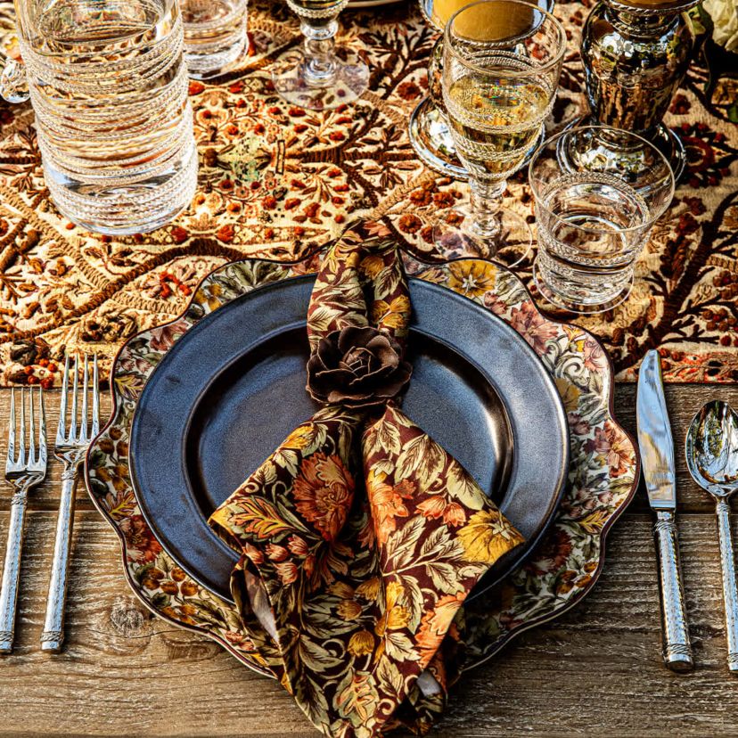 Camellia Napkin Ring Set/4 - Brown