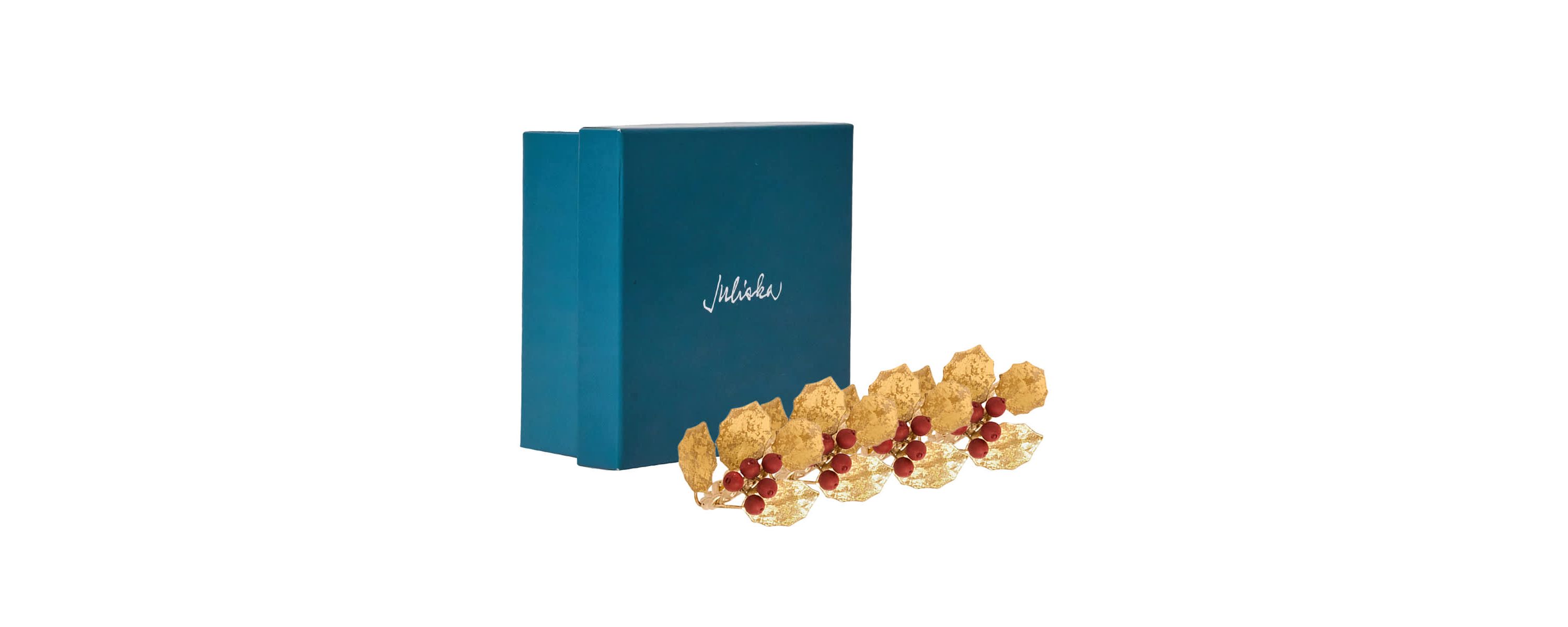 Forest Walk Holly with Berries Napkin Ring Set/4 - Multi