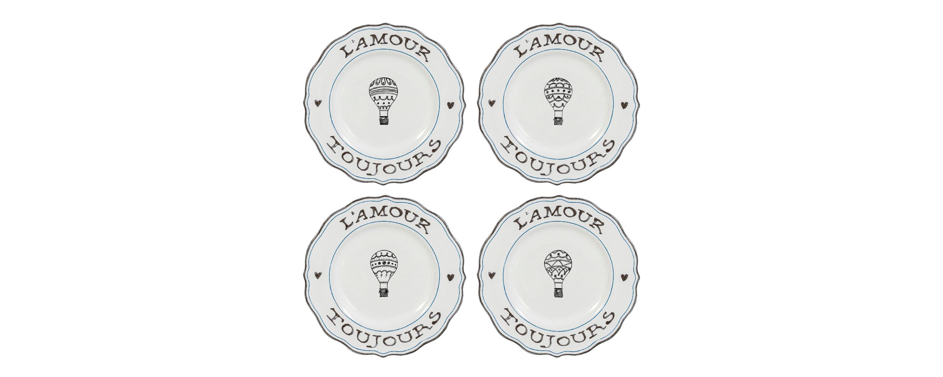 LAmour Toujours Dessert/Salad Plate Assorted Set/4