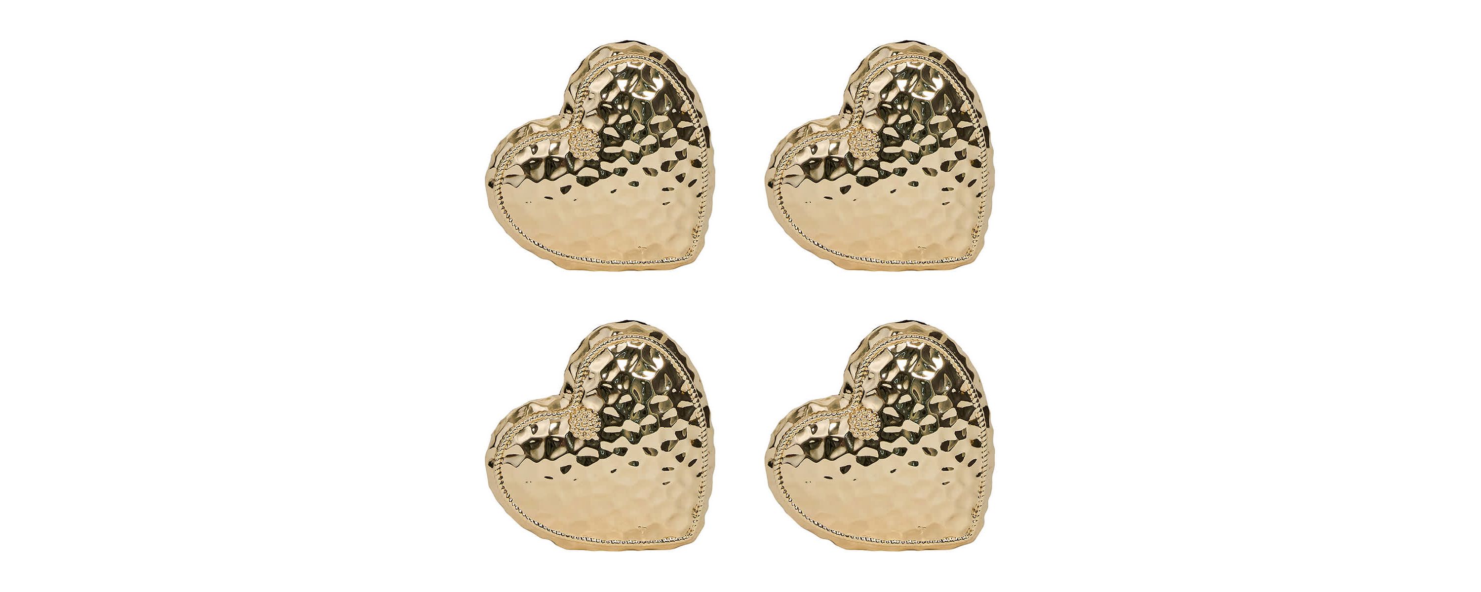Berry & Thread Heart Place Card Holder Set/4 - Gold