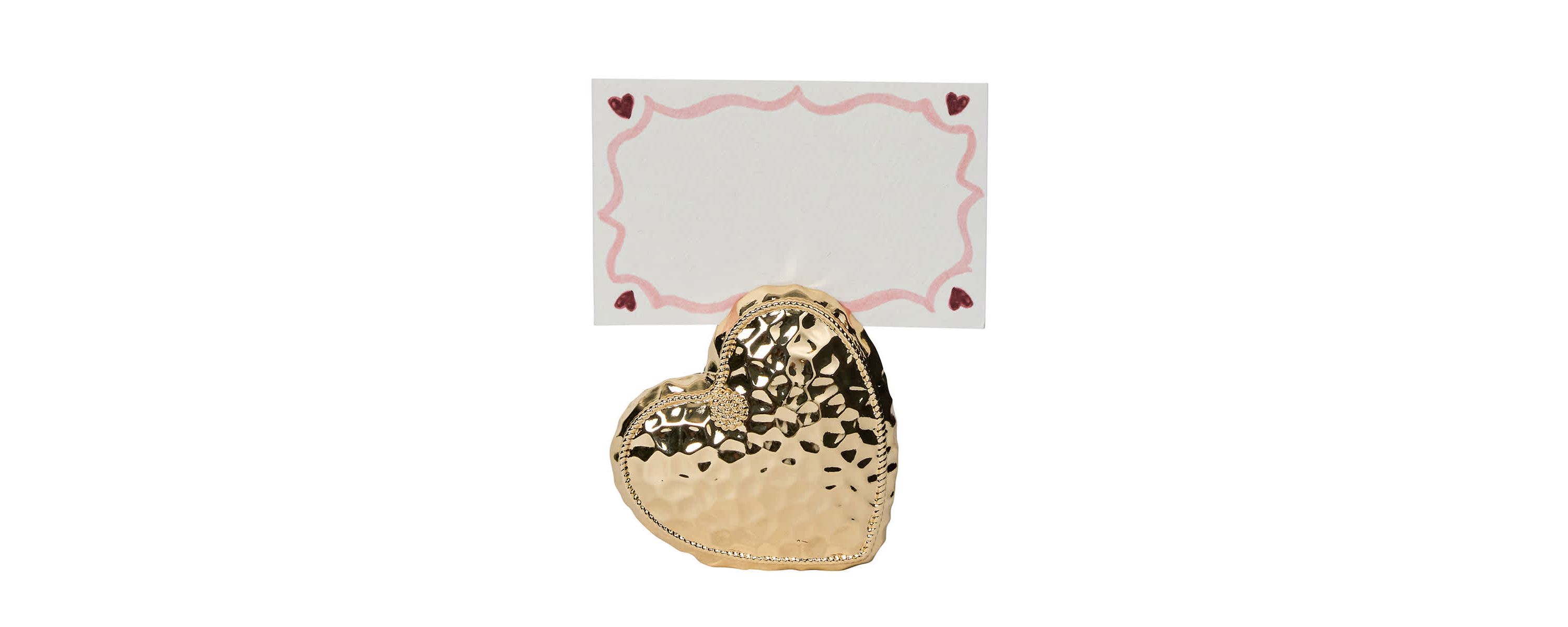 Berry & Thread Heart Place Card Holder Set/4 - Gold