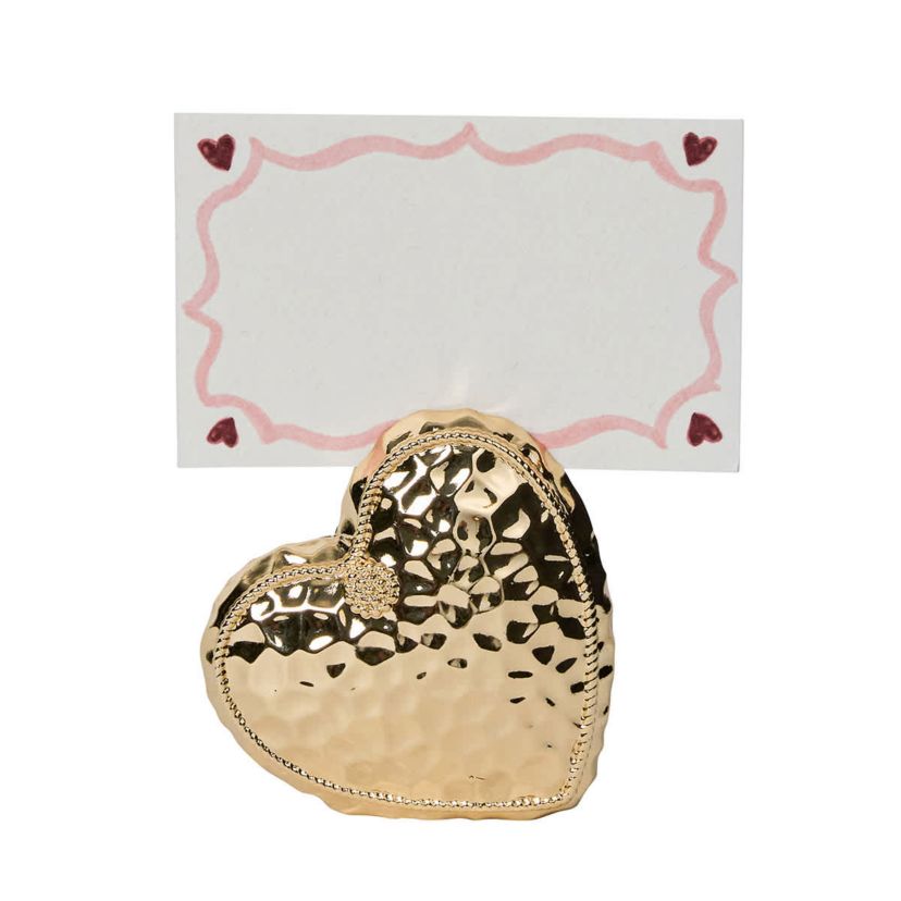 Berry & Thread Heart Place Card Holder Set/4 - Gold