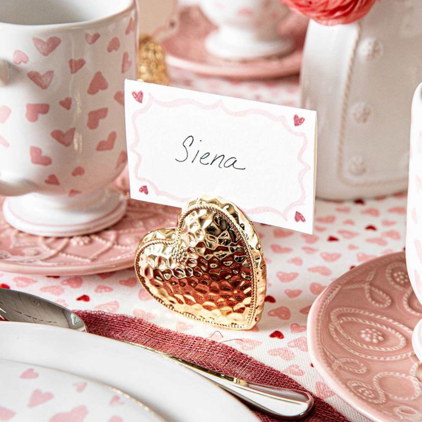 Berry & Thread Heart Place Card Holder Set/4 - Gold